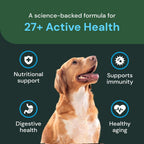 VetriScience Veterinary Strength 27+ Active Health Chews - Multivitamínico Completo para Perros - Apoyo Digestivo - Sabor a Pato - 60 Unidades