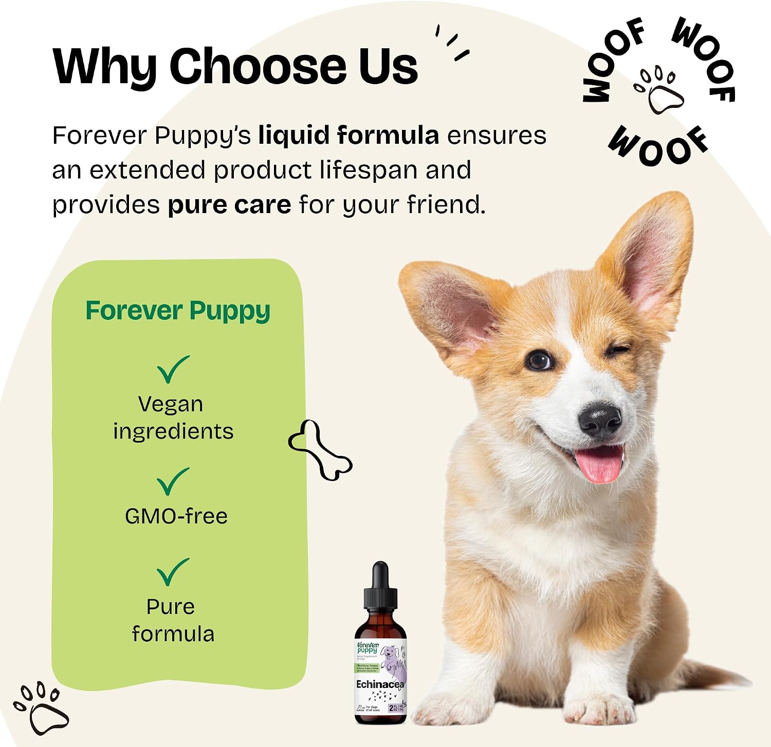 Forever Puppy Gotas de Echinacea para Perros - 2 oz (59 ml) | Apoyo Inmunitario Natural