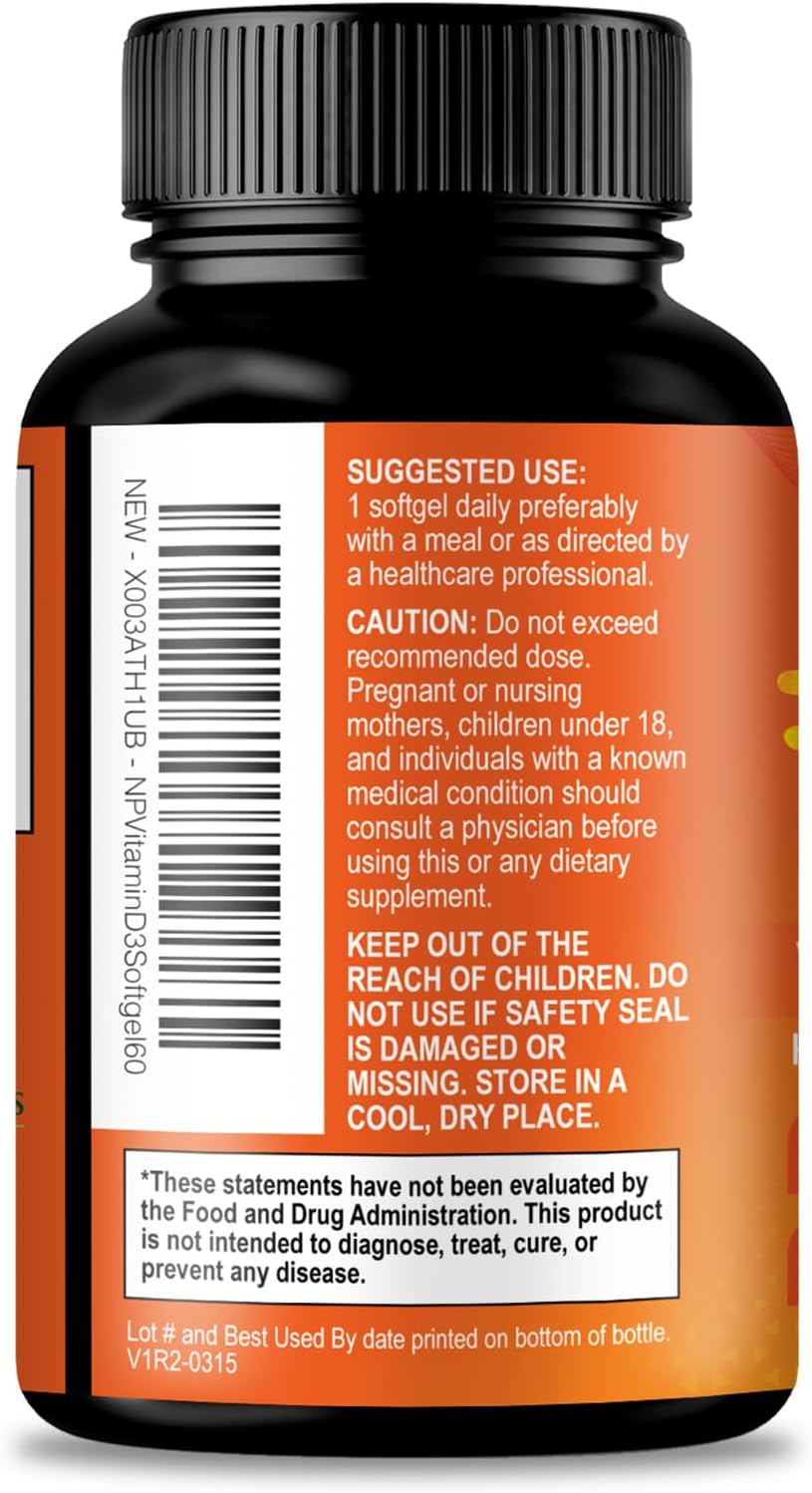 Vitamina D3 5000 IU (125 mcg) - 60 Cápsulas Blandas - Nature's Peak