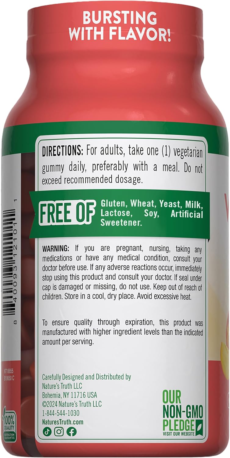 Nature's Truth Vitamina D3 Gummies 5000 IU - 120 Gomitas Sabor Melocotón Natural
