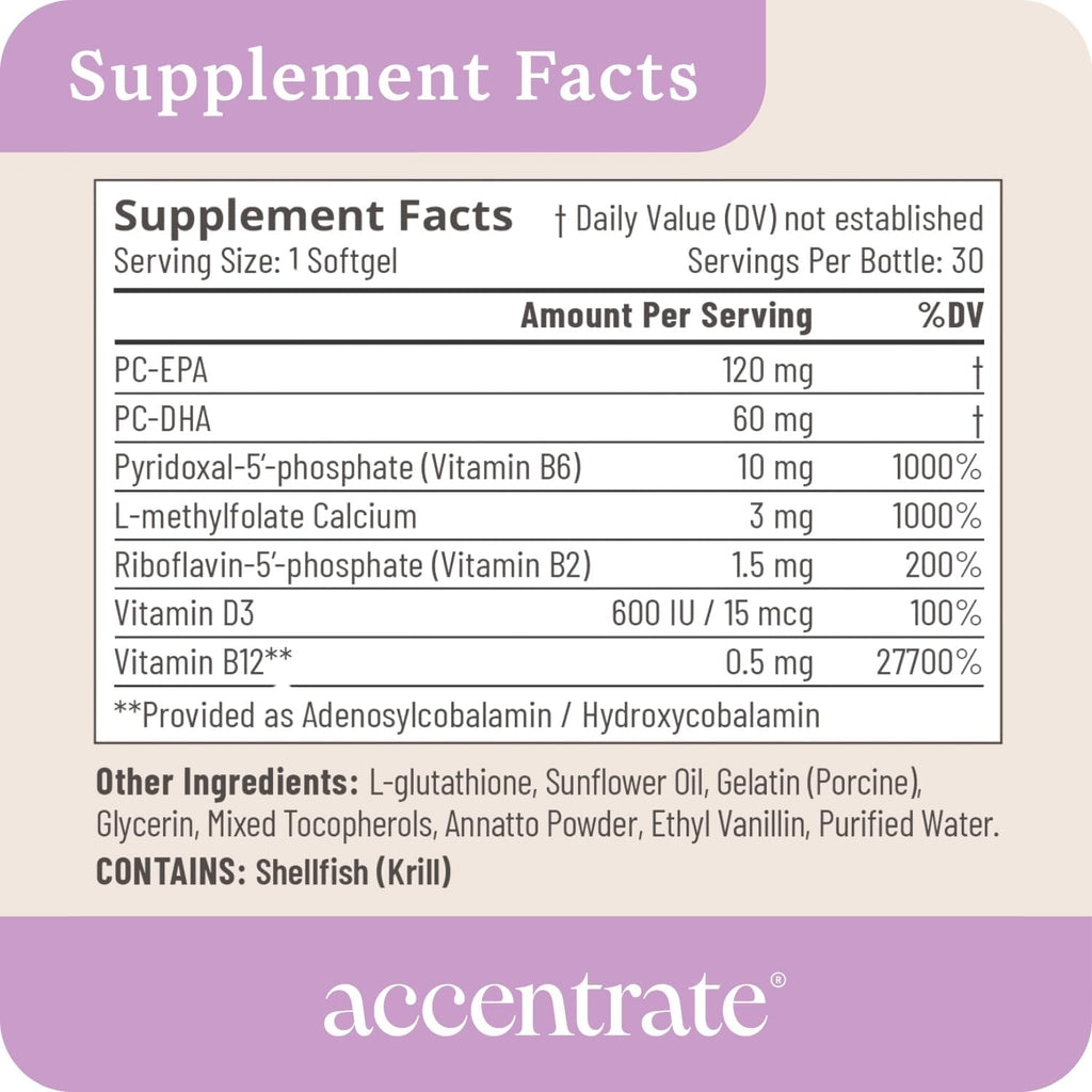 Accentrate Suplemento Cerebral Infantil | Omega-3 + Vitaminas B Metiladas