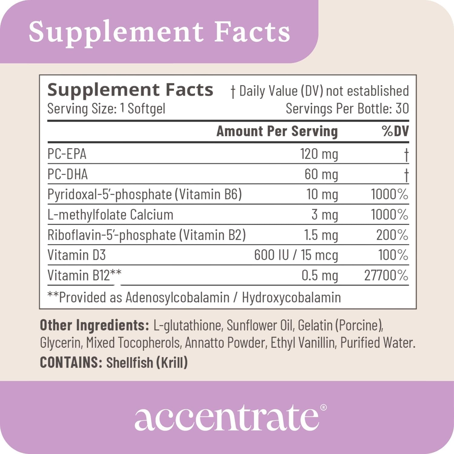 Accentrate Suplemento Cerebral Infantil | Omega-3 + Vitaminas B Metiladas