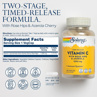 Solaray Vitamina C 1000 mg - Cápsulas de – Contribuye a la protección de las células frente al daño oxidativo. – Image 2