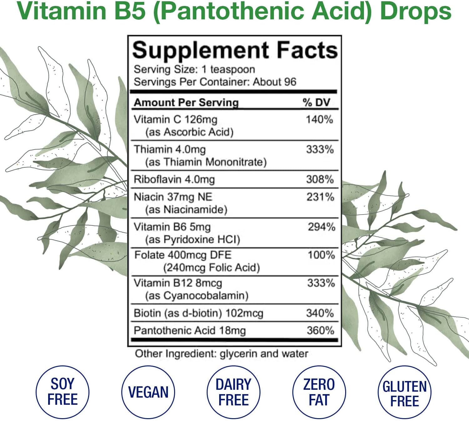 HoneyCombs Gotas Líquidas de Vitamina B5 (Ácido Pantoténico) - 473 ml