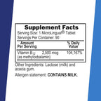 Superior Source Vitamina B12 Metilcobalamina 2500 mcg Comprimidos Sublinguales, 90 Unidades