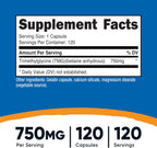 Nutricost TMG (Trimetilglicina) 750 mg, 120 Capsules