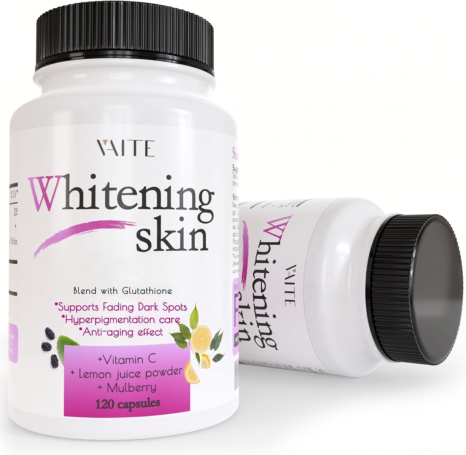 VAITE Glutatión Reducido - 120 Cápsulas (2 Envases) - Suplemento Vegano para el Cuidado de la Piel