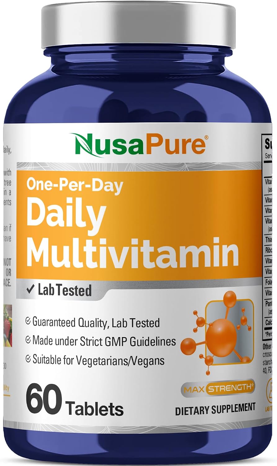 NusaPure Multivitamínico Diario - 60 Comprimidos - Apto para Vegetarianos y Veganos - No OGM