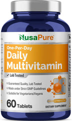 NusaPure Multivitamínico Diario - 60 Comprimidos - Apto para Vegetarianos y Veganos - No OGM
