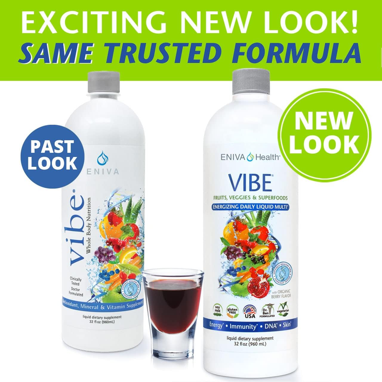 Eniva Health VIBE Multivitamínico Líquido - 32 Vitaminas, Minerales y Fitonutrientes - Suplemento Diario para Hombres y Mujeres - 950 ml