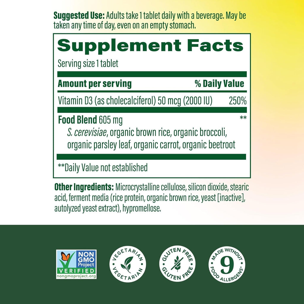 MegaFood Vitamina D3 2000 UI - 60 Comprimidos