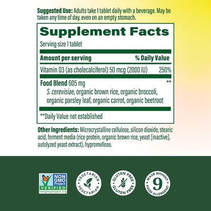 MegaFood Vitamina D3 2000 IU (50 mcg) - 90 – Contribuye al mantenimiento de los niveles normales de calcio en – Image 2