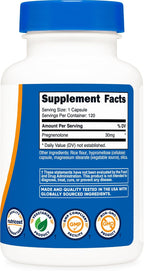 Nutricost Pregnenolona 30mg, 120 Cápsulas - No Transgénico, Sin Gluten, Cápsulas Vegetales