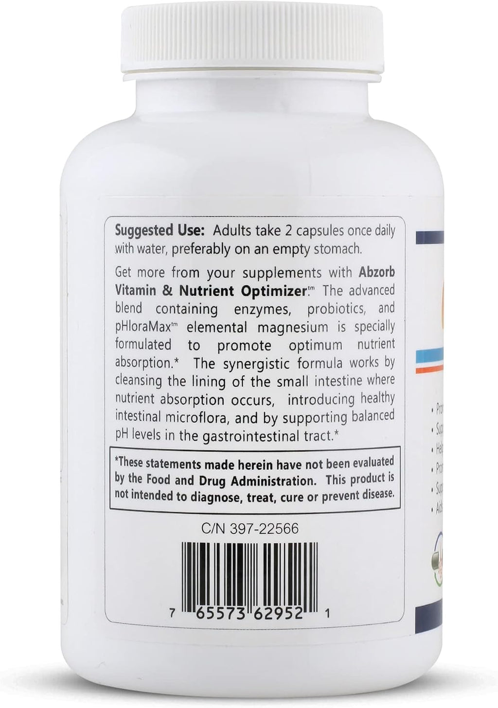 Abzorb - Optimizador de Vitaminas y Nutrientes - Enzimas Digestivas, Probióticos y Complejo de Óxido de Magnesio - 150 Cápsulas
