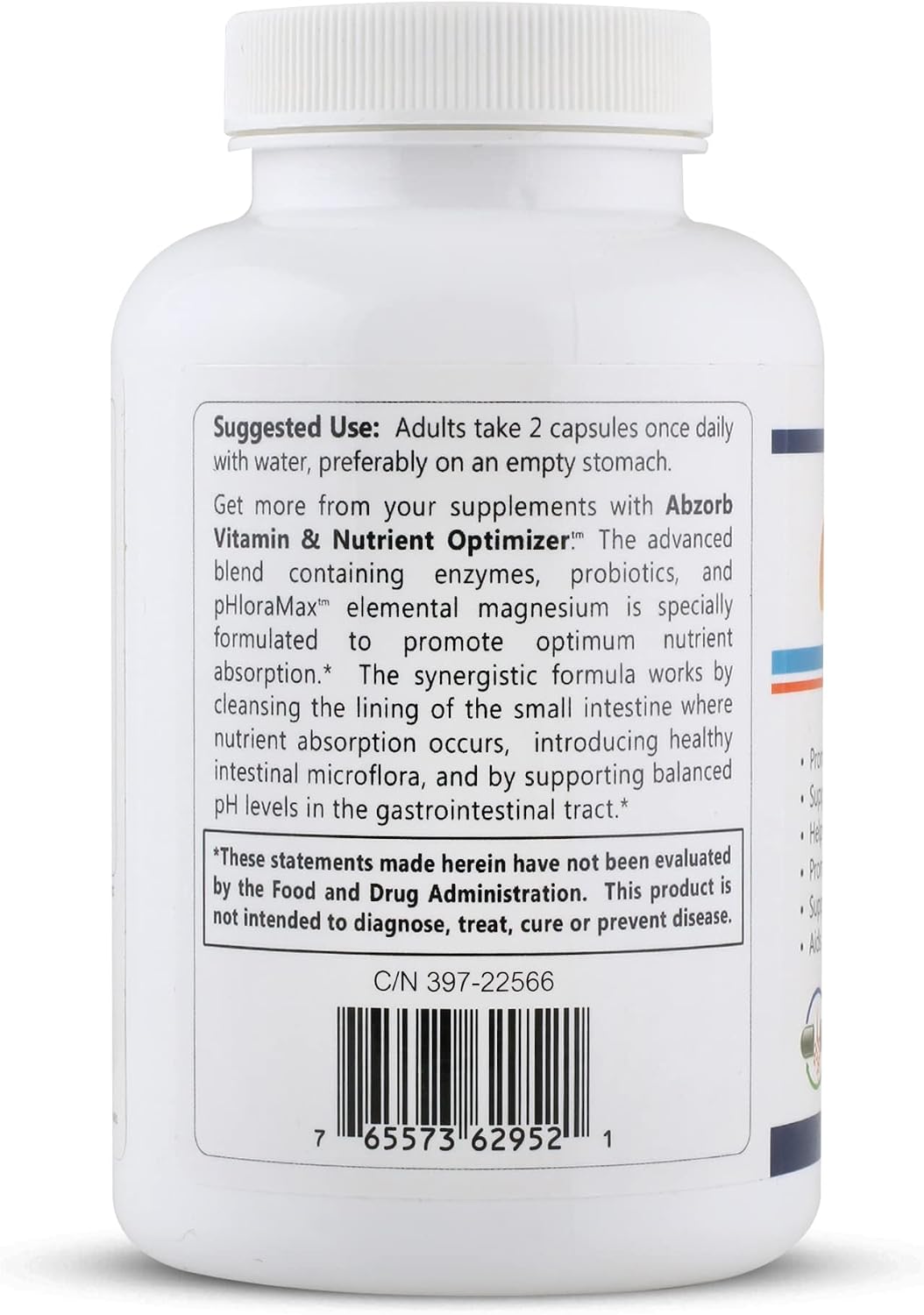 Abzorb - Optimizador de Vitaminas y Nutrientes - Enzimas Digestivas, Probióticos y Complejo de Óxido de Magnesio - 150 Cápsulas