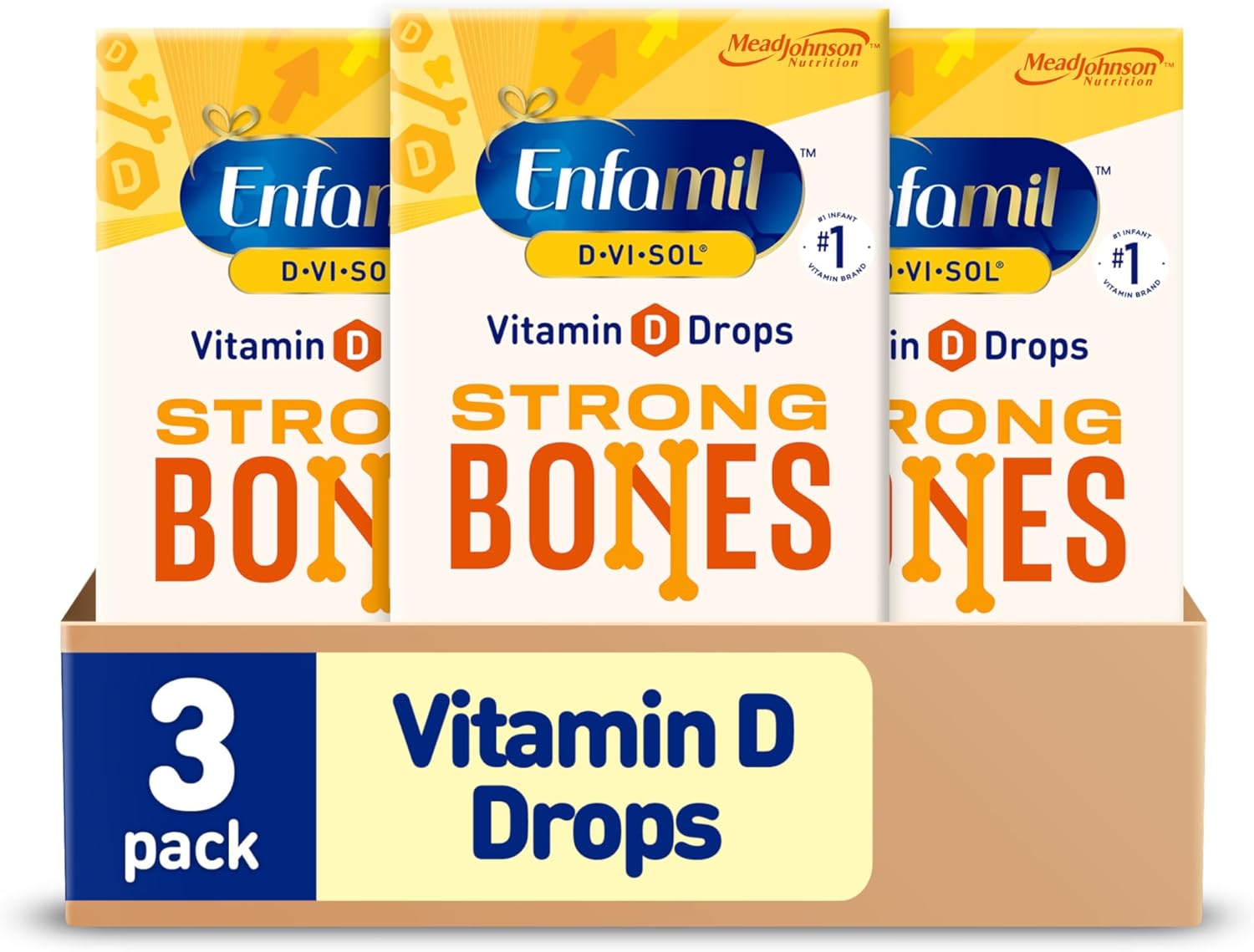 Enfamil Vitamina D-Vi-Sol Gotas de Vitamina D para Bebés, 50 mL, Pack de 3
