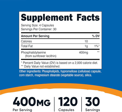 Nutricost Fosfatidilserina 400 mg, 120 – Sin OGM: elaborado con ingredientes no modificados genéticamente. – Image 2