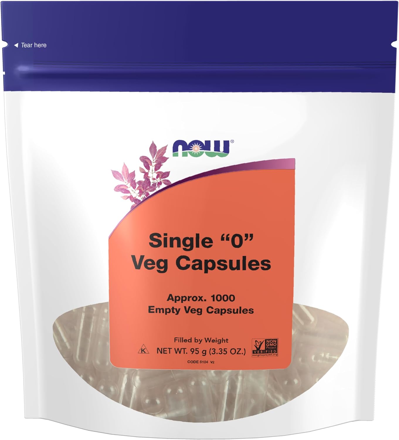 Cápsulas Vegetales Vacías, Tamaño 0, 1000 uds - NOW Foods