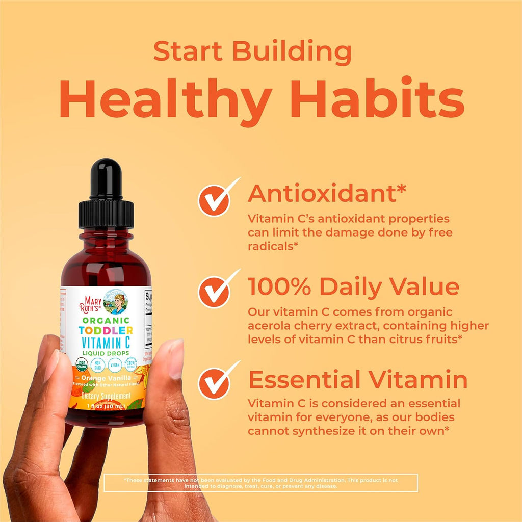 MaryRuth's Gotas Orgánicas de Vitamina C para Niños Pequeños (1-3 Años) – 15 mg por dosis – 30 dosis