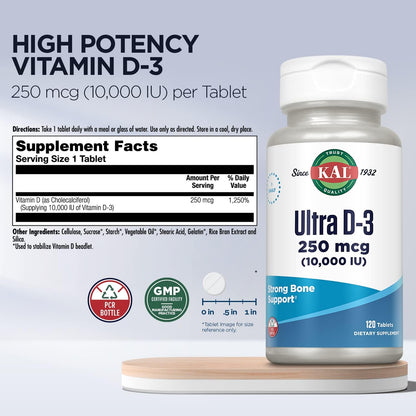 KAL Ultra Vitamina D3 10000 UI, 120 Comprimidos de Alta Potencia – Image 3