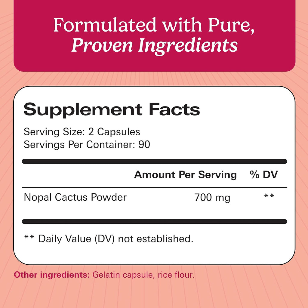 Santo Remedio Nopal, 700 mg, 180 Cápsulas (90 Raciones) - Suplemento Alimenticio de Higo Chumbo