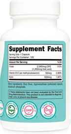 Nutricost Ácido Fólico para Mujeres 1200 mcg con B12 y Biotina, 120 Cápsulas