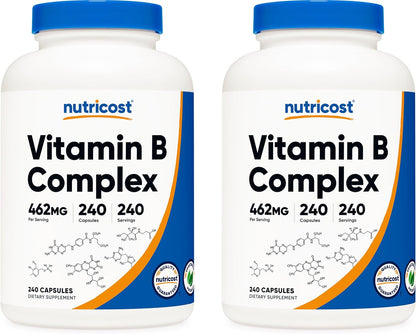 Complejo B de Alta Potencia Nutricost 462mg, – Alta potencia: 462 mg de complejo B por cápsula. – Image 1