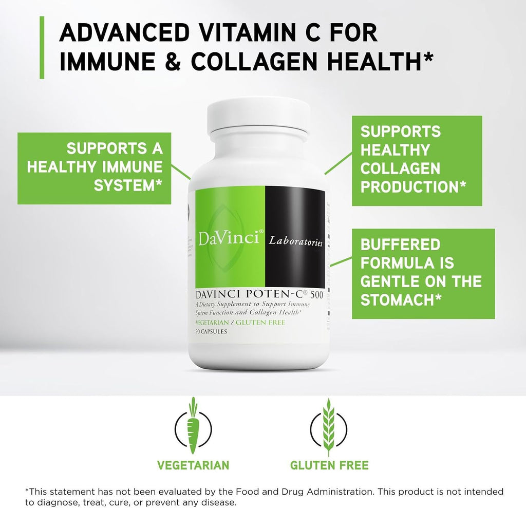 Poten-C 500 - Complemento alimenticio con vitamina C, calcio, magnesio, potasio y bioflavonoides - 90 comprimidos