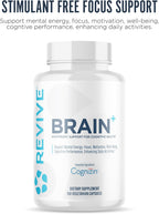 Brain Plus Revive MD – Suplemento para la memoria y concentración, fórmula nootrópica sin estimulantes, 150 cápsulas