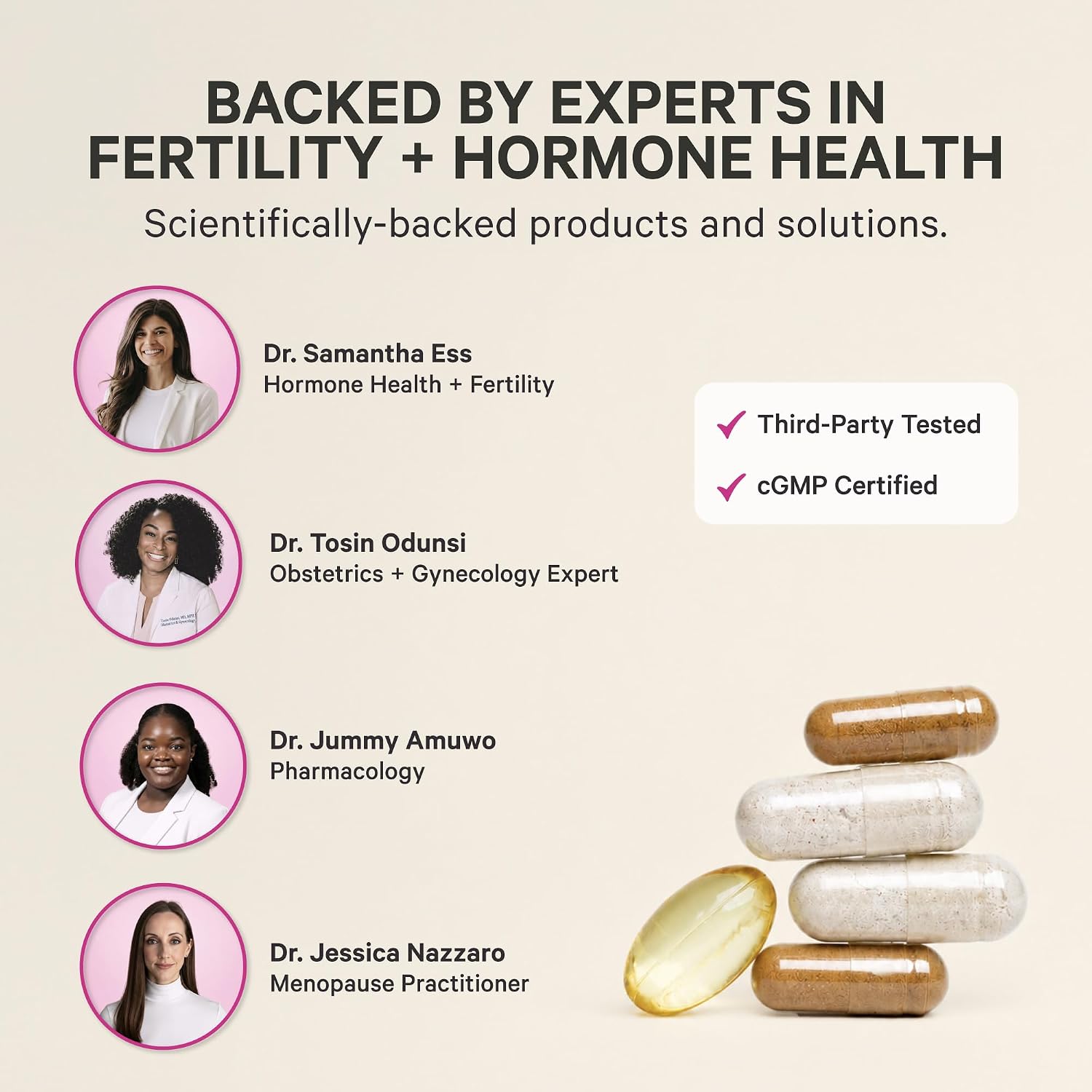Pink Stork Fertility Support - Suplemento de Fertilidad para Mujeres, 60 Cápsulas