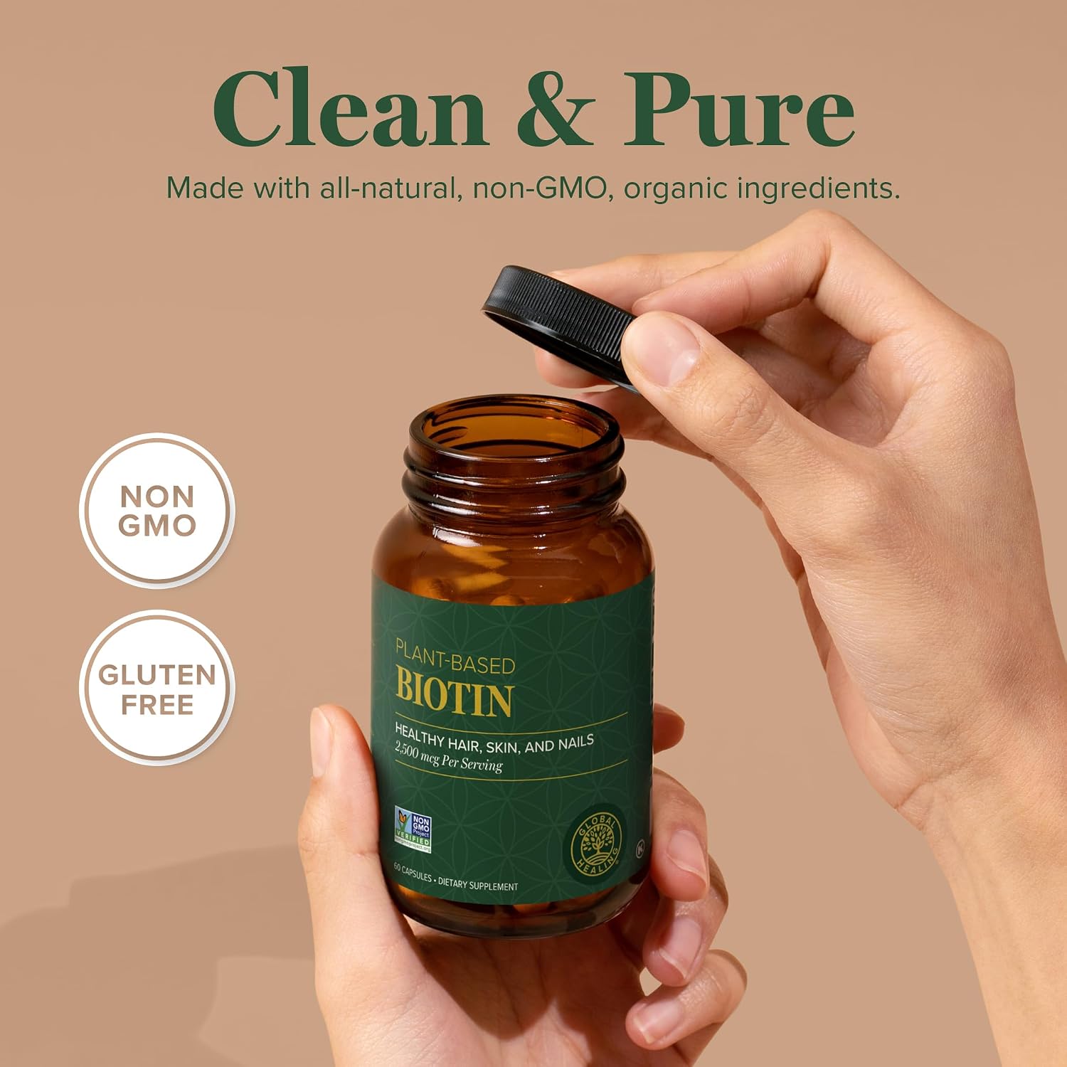 Biotina (Vitamina B7) 1000 mcg - Suplemento Orgánico para Cabello, Piel y Uñas