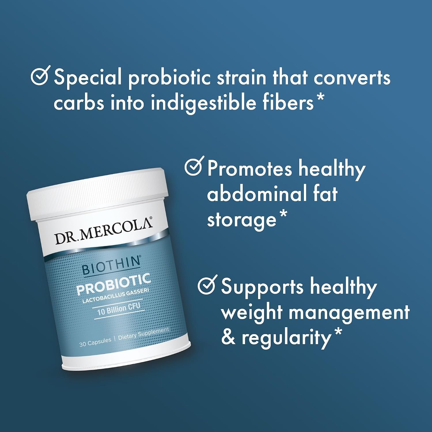 Dr. Mercola Biothin Probiotic - Lactobacillus Gasseri BNR17 - 30 Cápsulas de Liberación Retardada