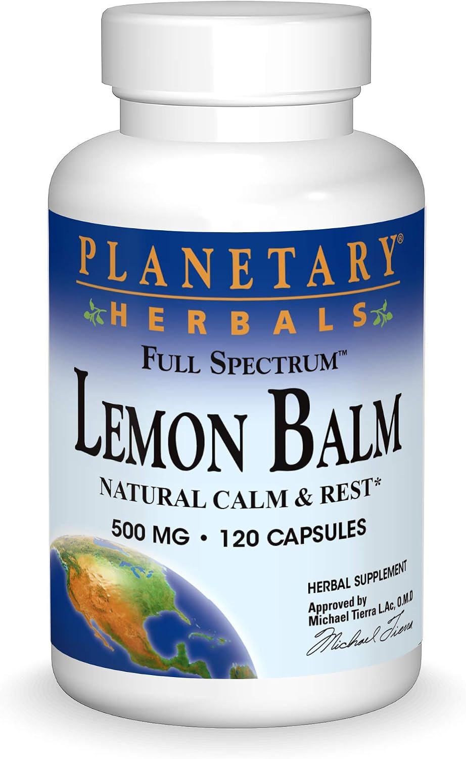 Planetary Herbals Melisa (Lemon Balm) Full Spectrum 500 mg, 120 Capsules - Support for Calmness and Natural Rest