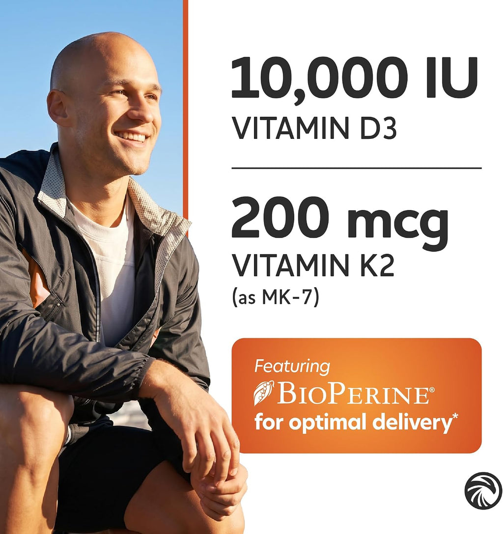 Vitamina D3 K2 10000 UI + 200 mcg MK-7 – 60 Cápsulas (2 Meses)