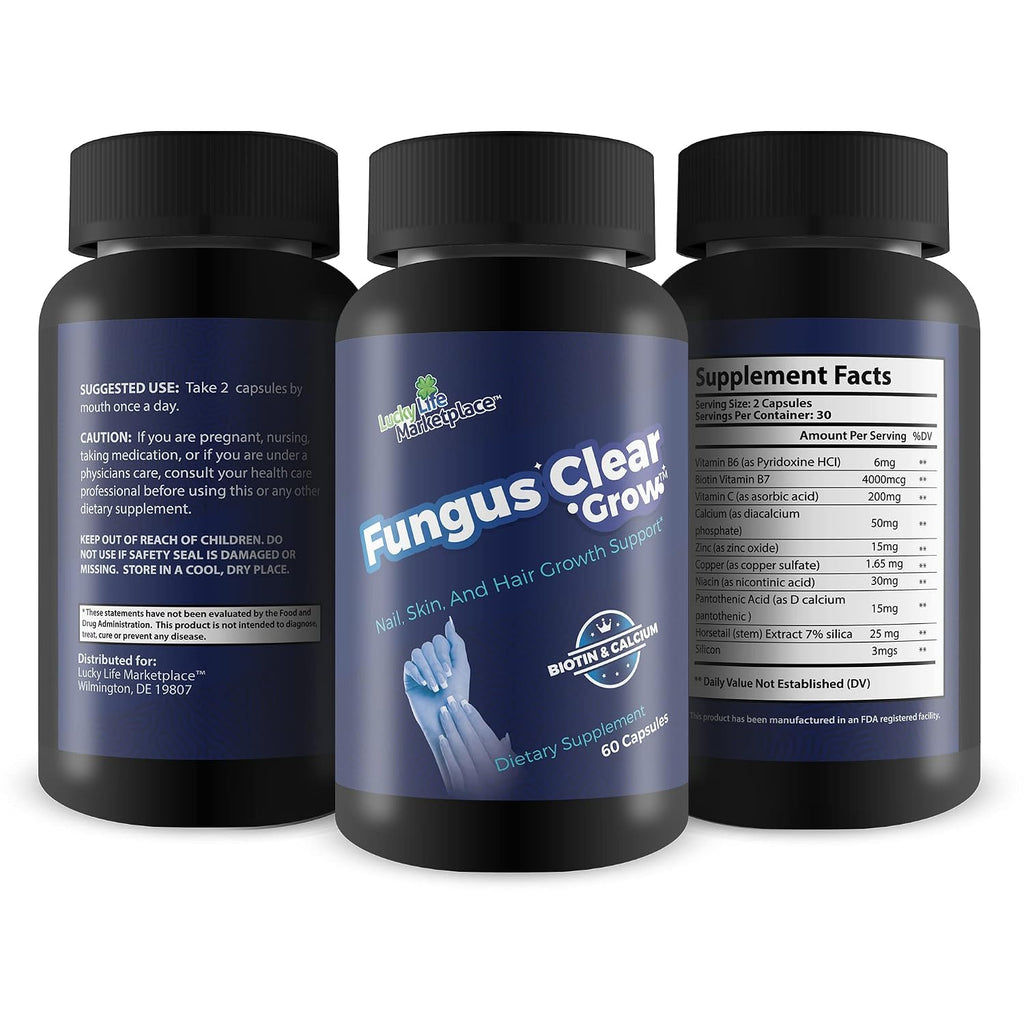 Fungus Clear Grow - Suplemento de Biotina para Cabello, Piel y Uñas