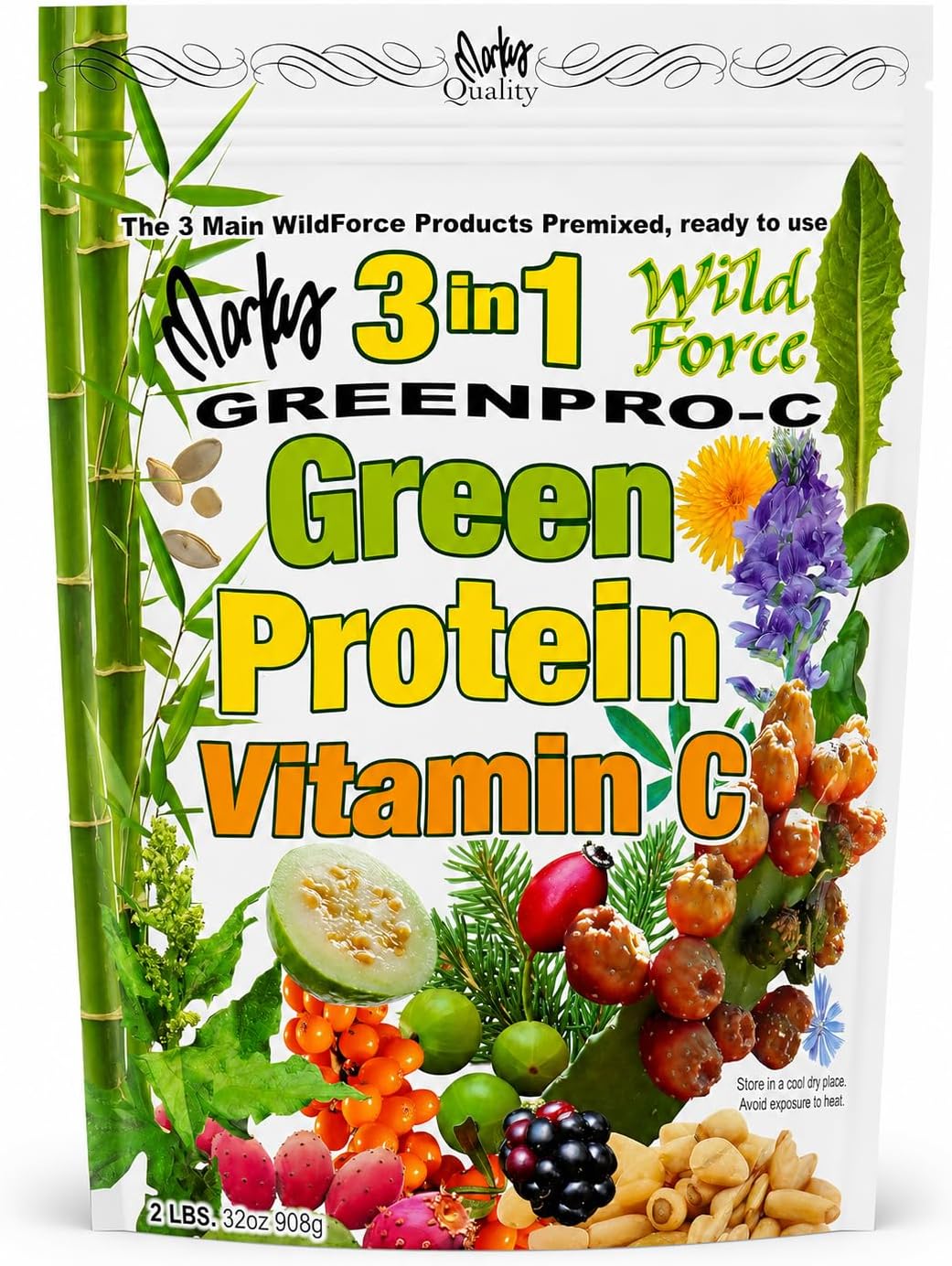 Wild Force GreenPro-C - Mezcla Premium de Superalimentos, Proteína Vegetal y Vitamina C