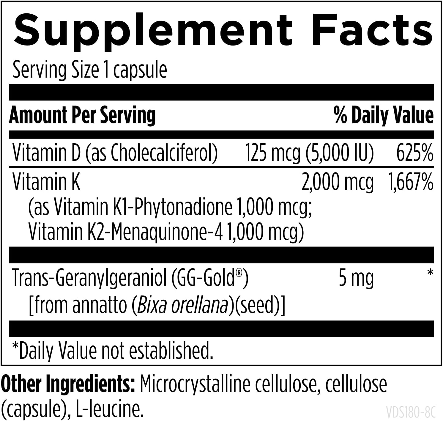 Designs for Health Vitamin D Supreme - Vitamina D3 5000 UI con 2000 mcg de Vitamina K MK-4 para Huesos y Corazón (180 Cápsulas)