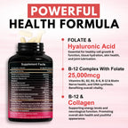 VITBOOST B12 Metilcobalamina 25000 mcg Complejo B con Colágeno y Hialurónico - Pack de 2