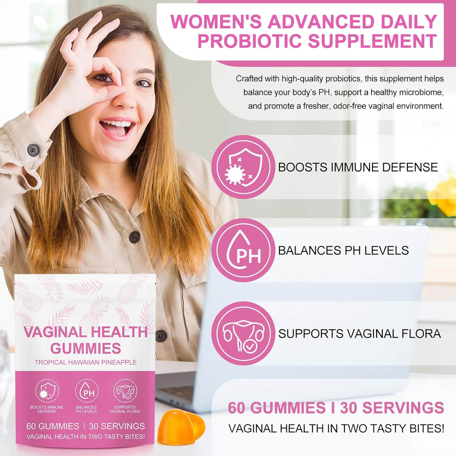 Daiasns Gominolas Premium de Equilibrio Femenino - Sabor Piña
