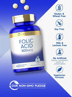 Carlyle Ácido Fólico 800 mcg – 400 Comprimidos Vegetarianos