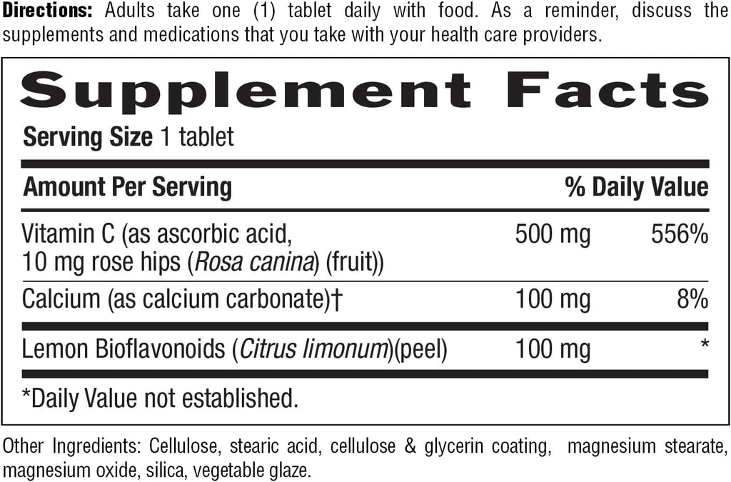 Country Life Vitamina C Tamponada con Bioflavonoides, 500 mg, 250 comprimidos