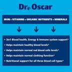Dr. Oscar Blood Aid 3 en 1 - Suplemento de Hierro para Perros, Apoya la Salud Sanguínea, Inmunidad y Energía, 120 Comprimidos