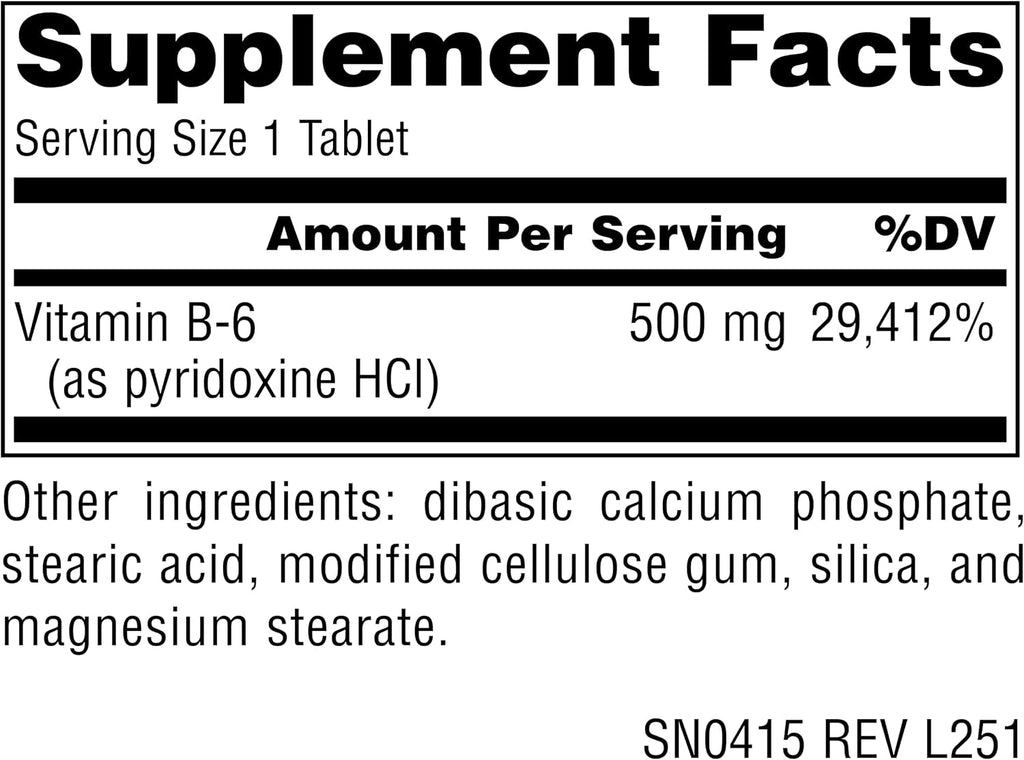 Source Naturals Vitamina B-6 500 mg - 50 Comprimidos