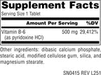 Source Naturals Vitamina B-6 500 mg - 50 Comprimidos