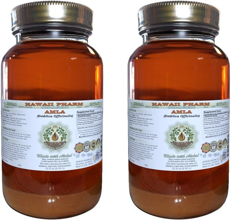 Hawaii Pharm Extracto Líquido de Amla Sin Alcohol (Emblica Officinalis) - 2 x 946 ml