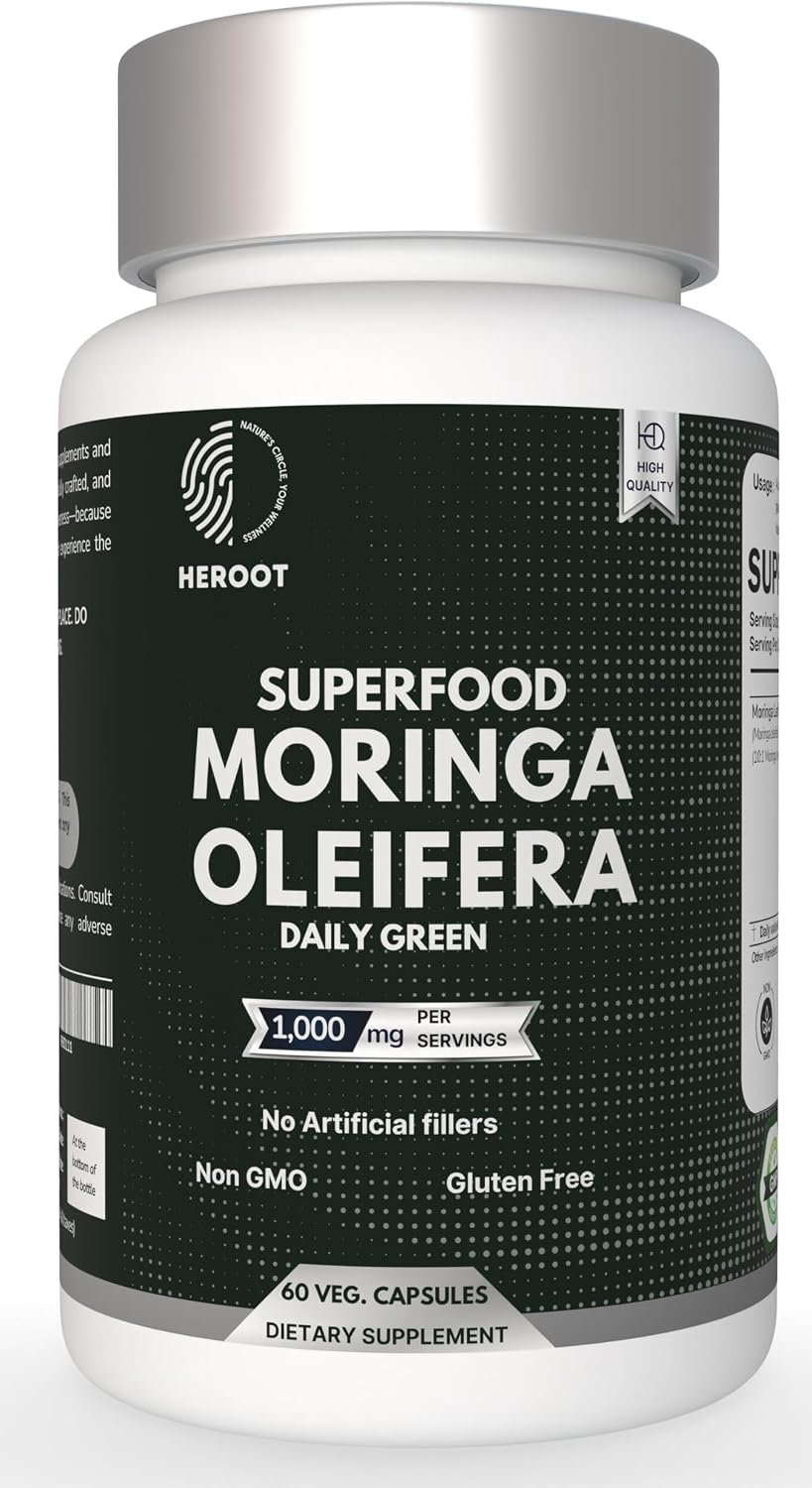 Cápsulas de Moringa Orgánica | Suplemento de Hojas de Moringa Verde para Energía, Metabolismo y Apoyo Inmunológico – 120 Cápsulas, Superalimento Natural