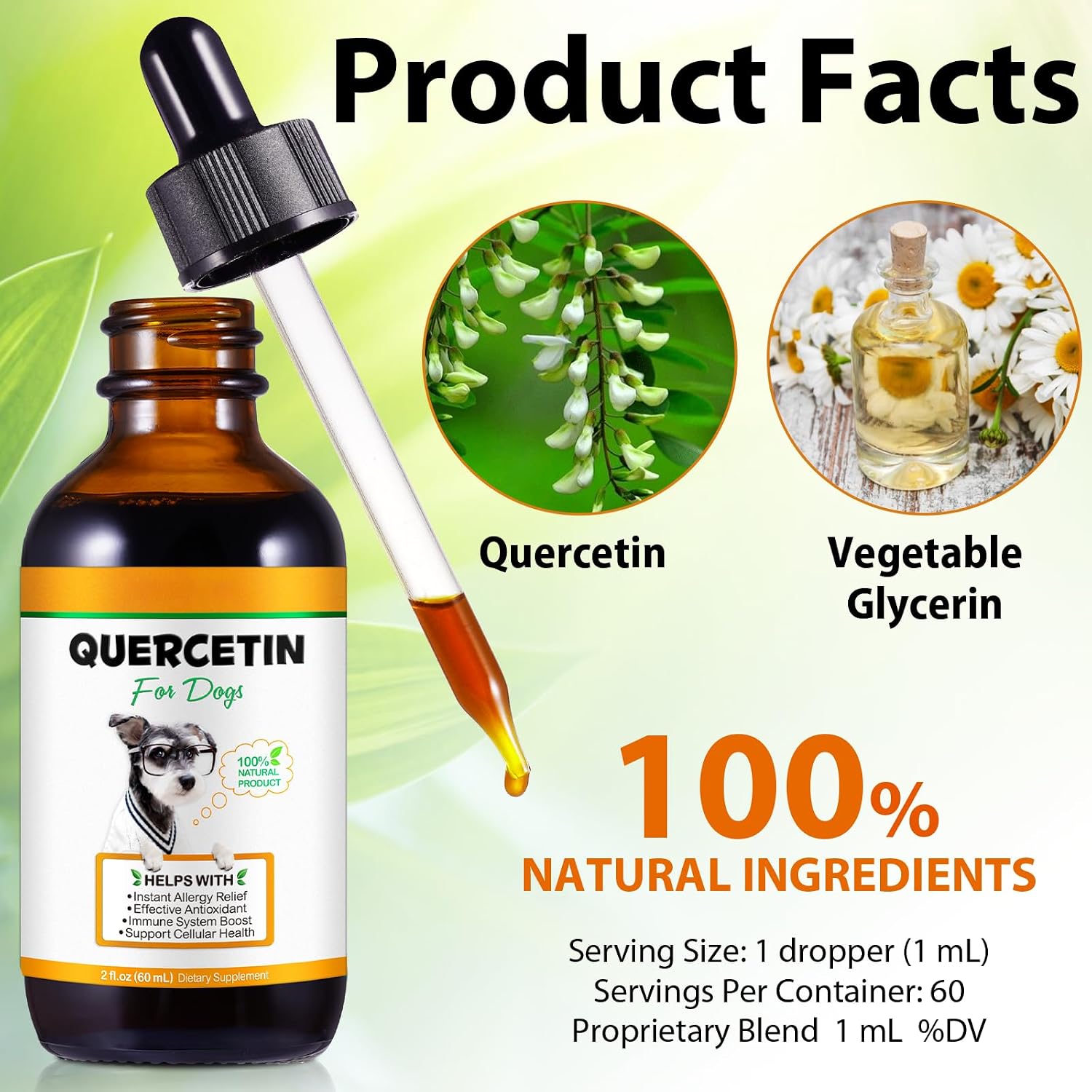 Quercetin para Perros en Gotas Líquidas, 60 ml (2 unidades)