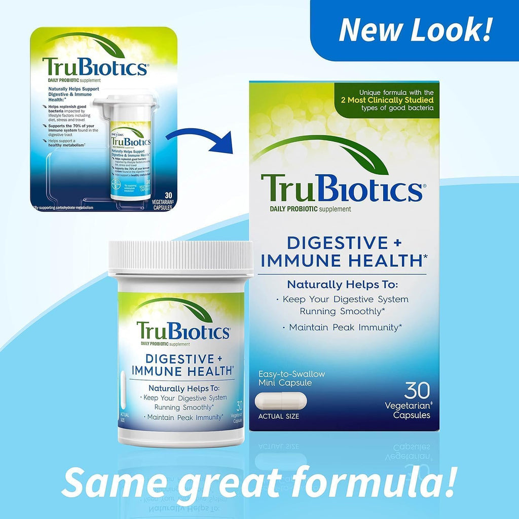 TruBiotics Daily Probiotic, 60 Capsules - Gluten-Free, Soy-Free, Digestive & Immune Support for Men & Women (2 Pack)