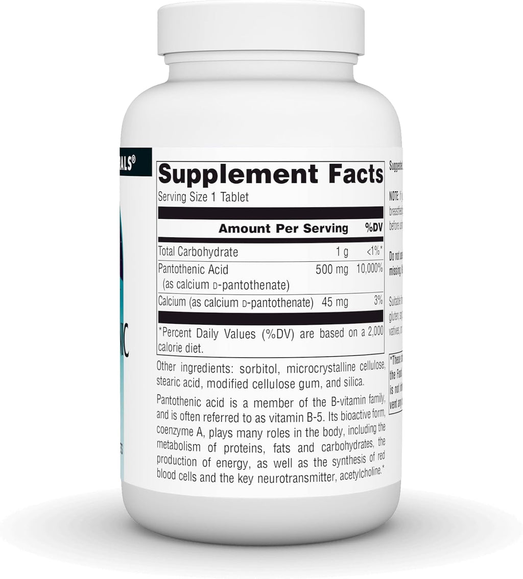 Source Naturals Ácido Pantoténico (Vitamina B5) - 500 mg - 100 Comprimidos