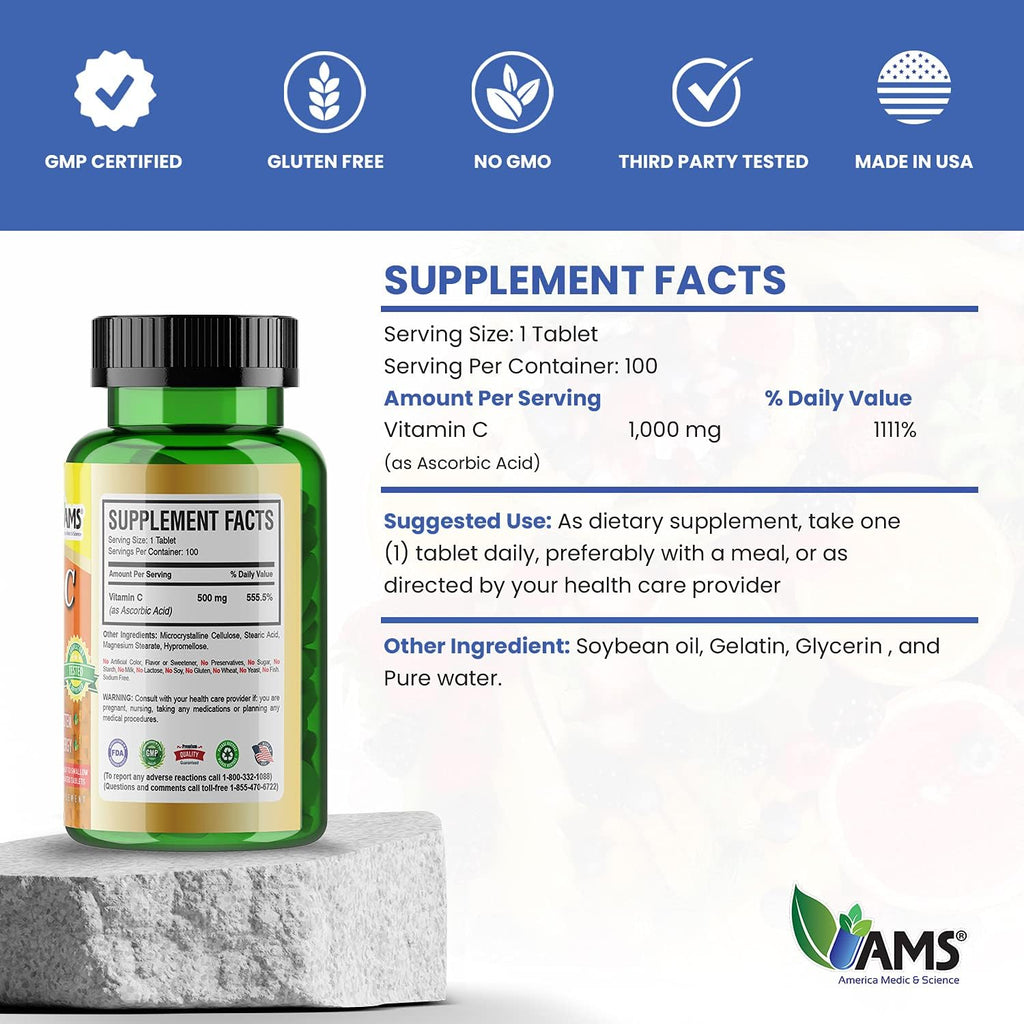 America Medic & Science Rapid-C Vitamina C 500 mg - 100 Comprimidos